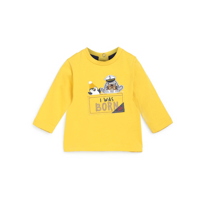 Boys Medium Yellow Printed Long Sleeve T-Shirt image number 0